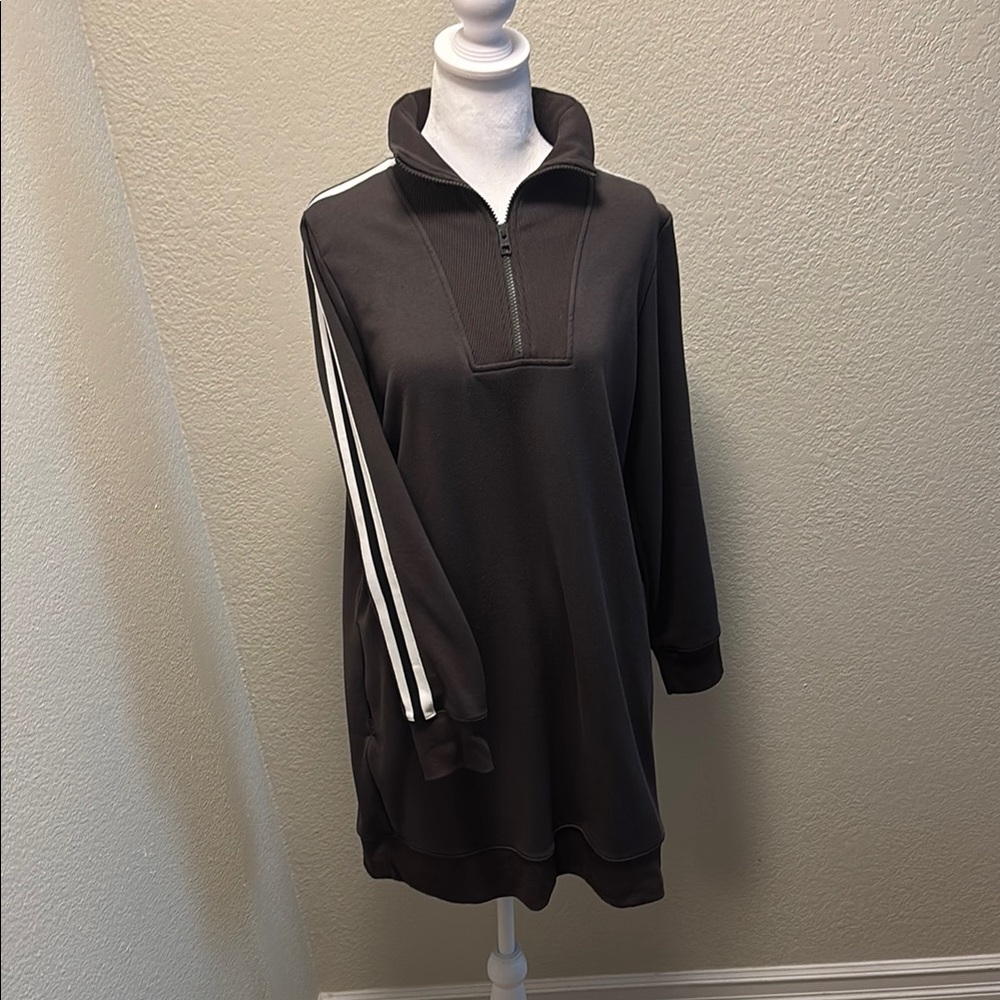 Athleta Black Ribbed Quarter-Zip Top